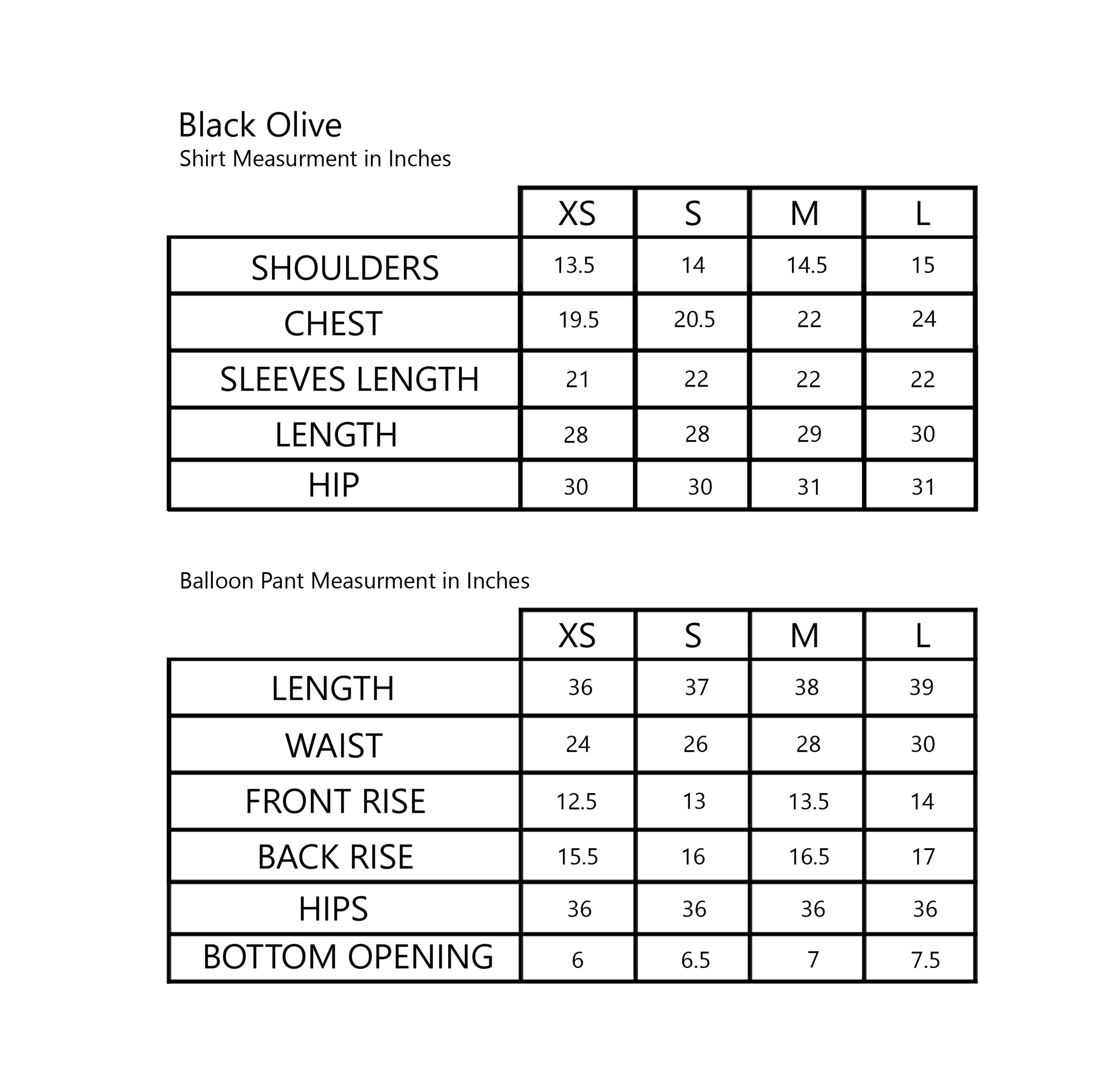 Size Chart