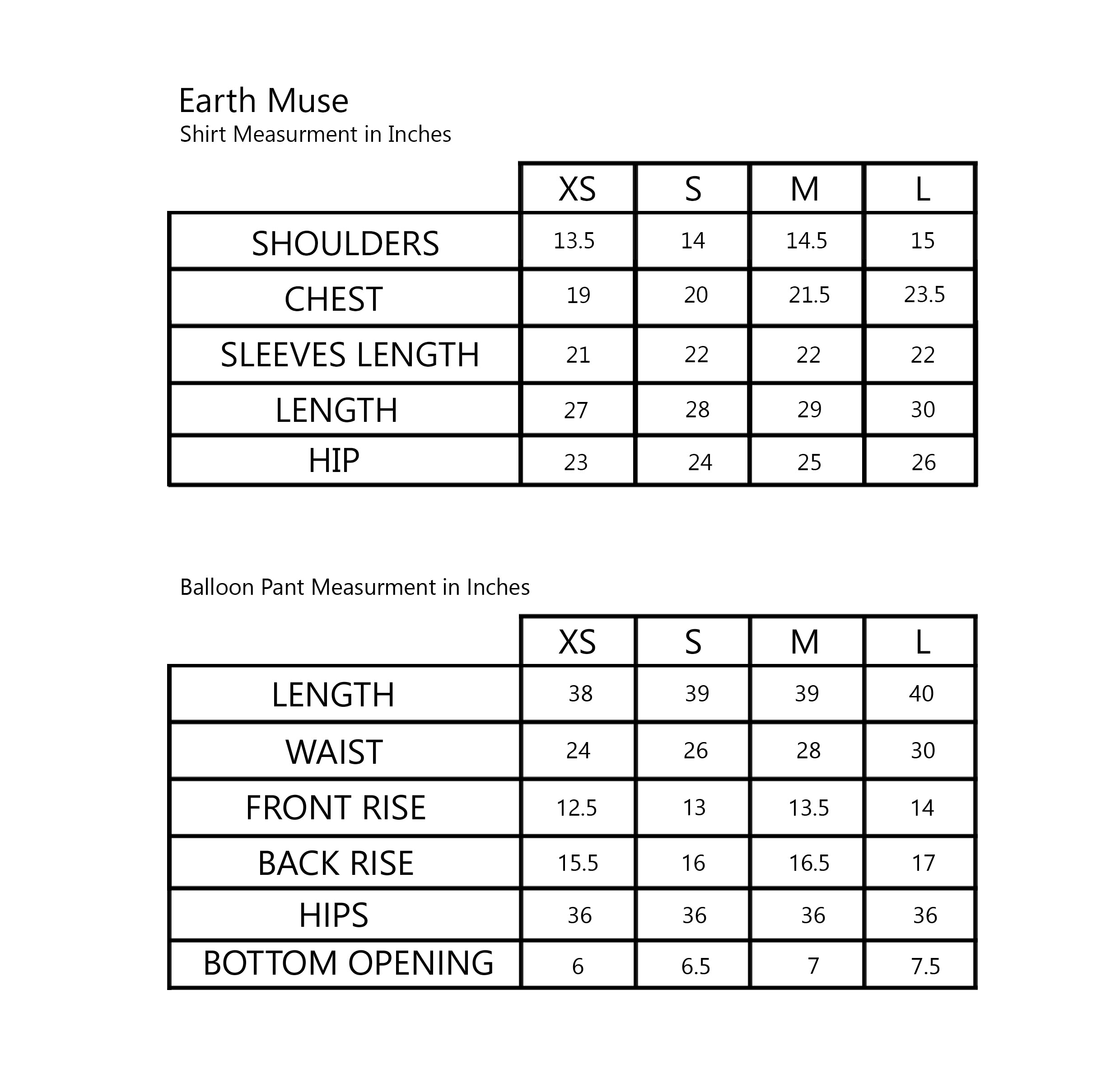 Size Chart