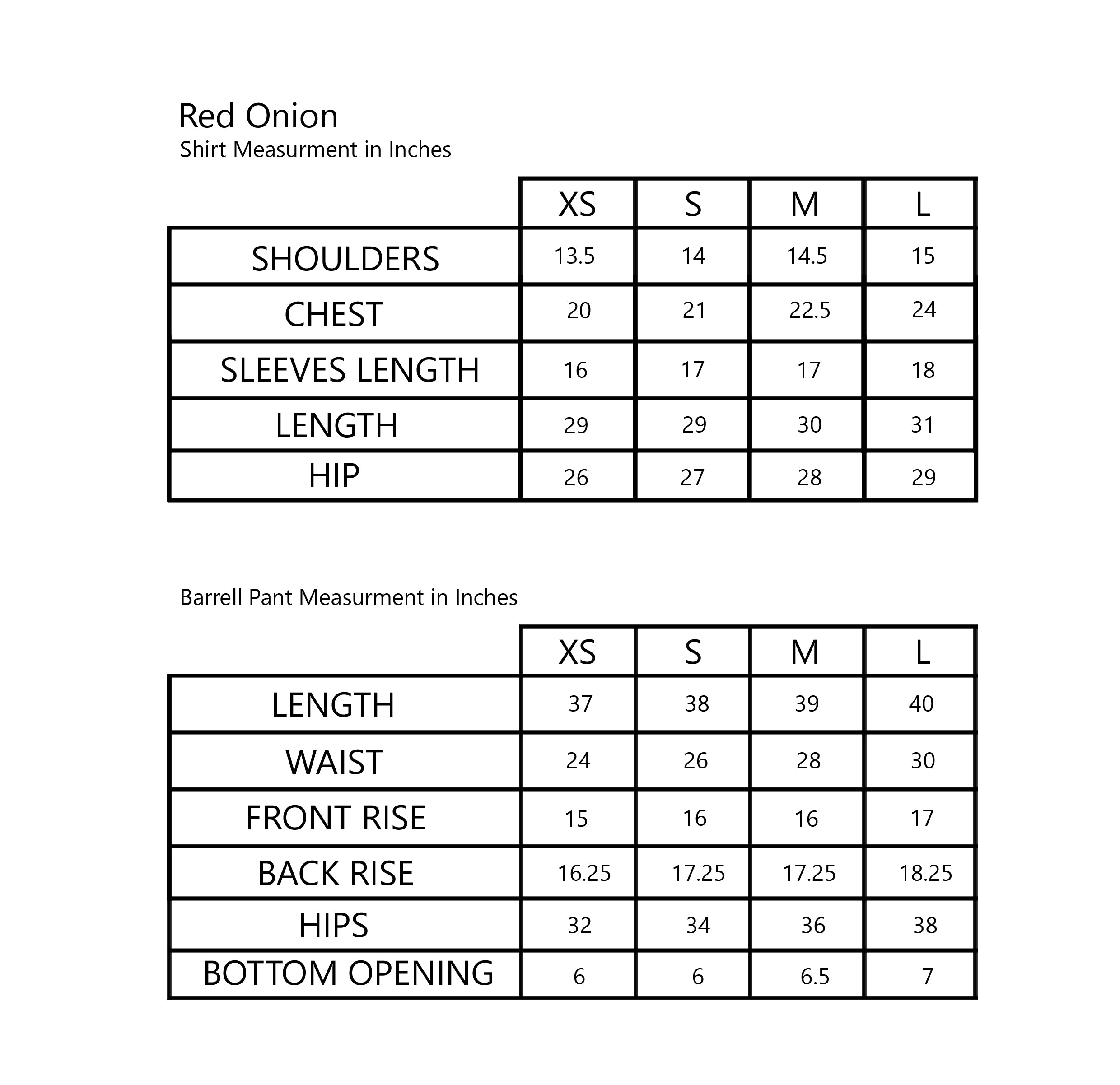 Size Chart