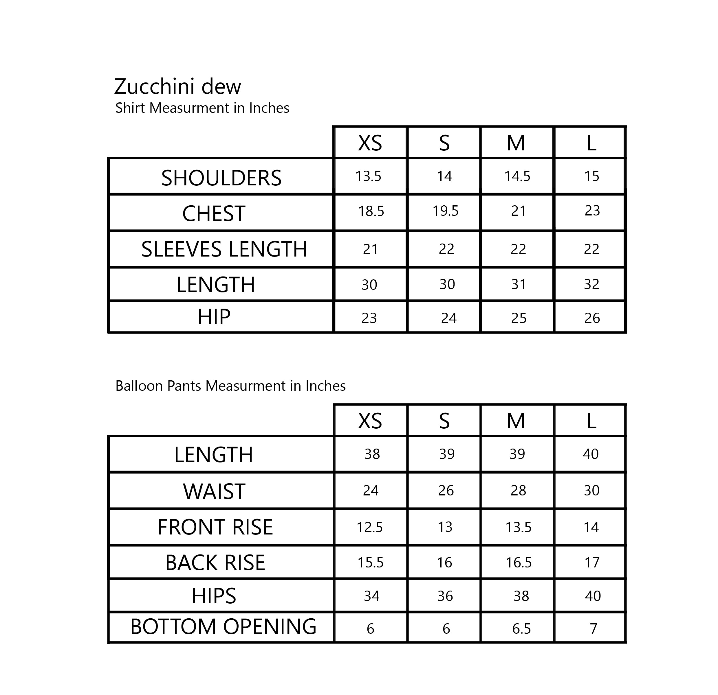 Size Chart