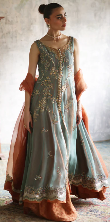 Ocean Whisper Crushed Lehenga